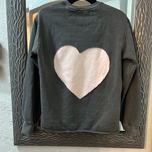 *Unique gift idea* upcycled gray sweatshirt pink heart on the back. Size S